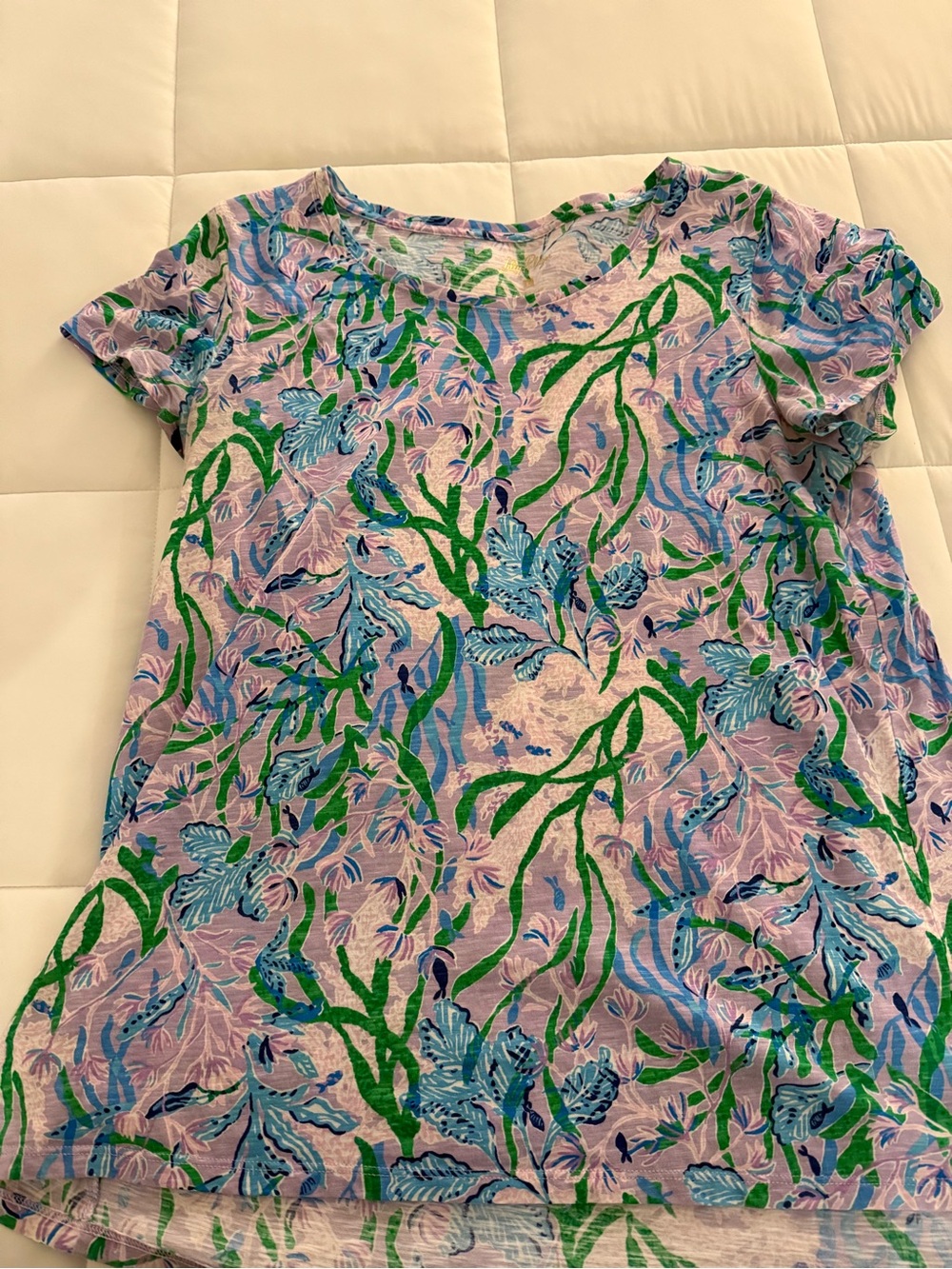 Lilly Pulitzer Lilac Floral & Seaweed Print Short Sleeve Tee